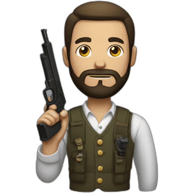 Bold man with a beard and a gun emoji