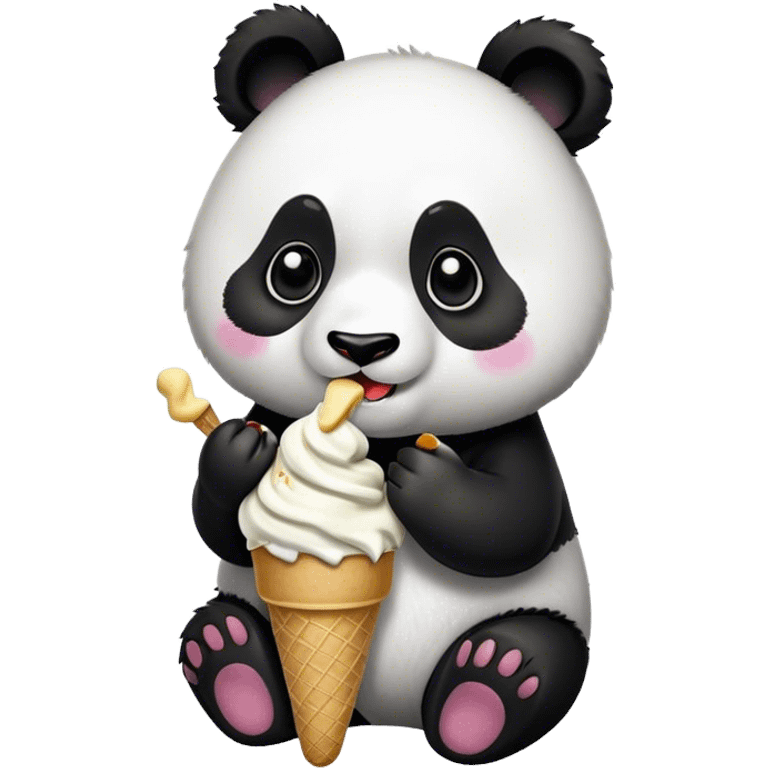 Panda eating ice cream emoji