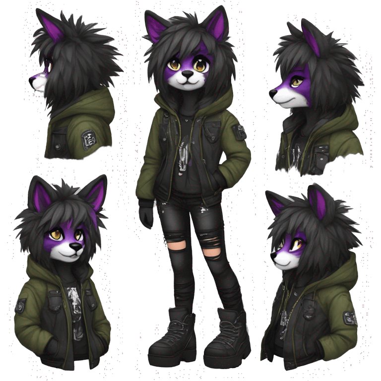 Edgy cute modern punk techwear anthro furry animal sona by Falvie, LiLaiRa, AngieWolf emoji