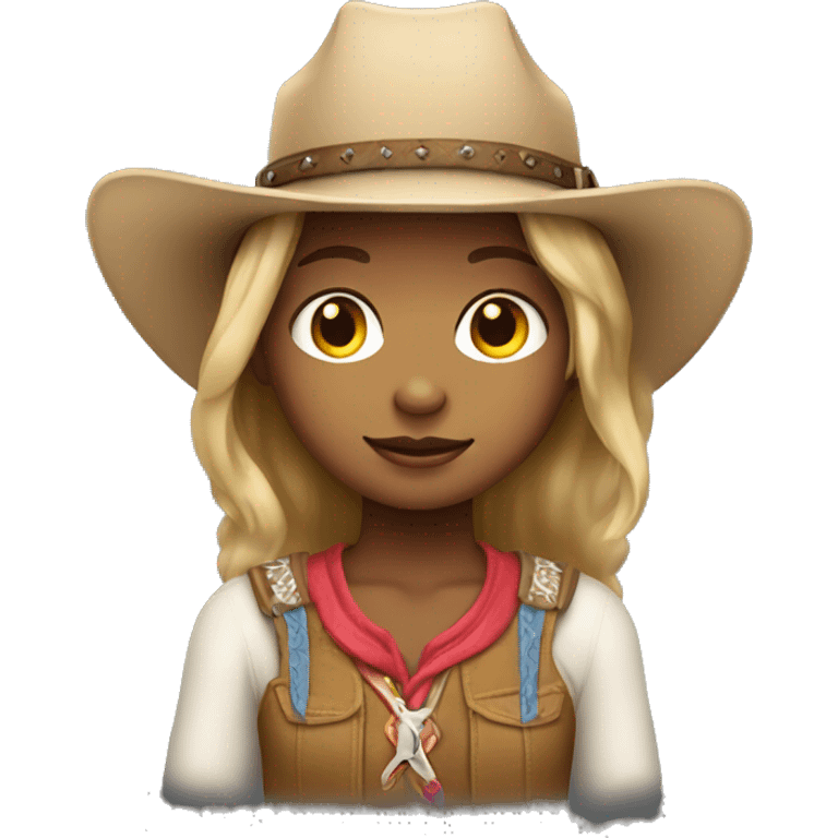 Little girl with light skin wearing a cowboy hat  emoji