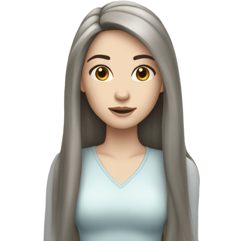 pretty Woman long dark hair pale skin emoji