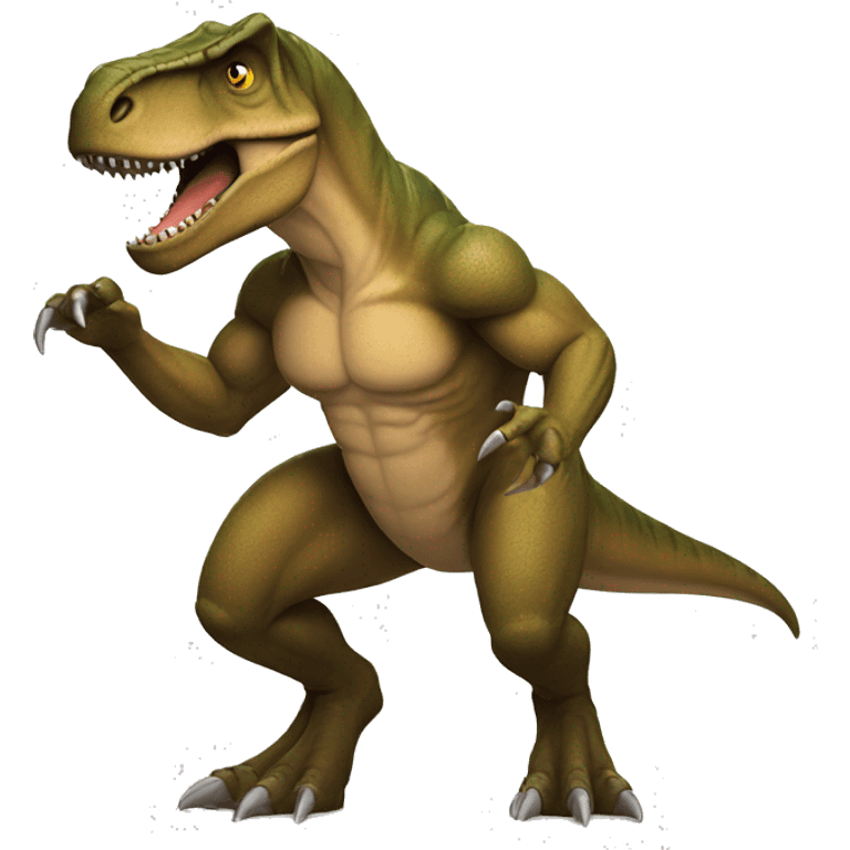 t-rex with muscles man arms emoji