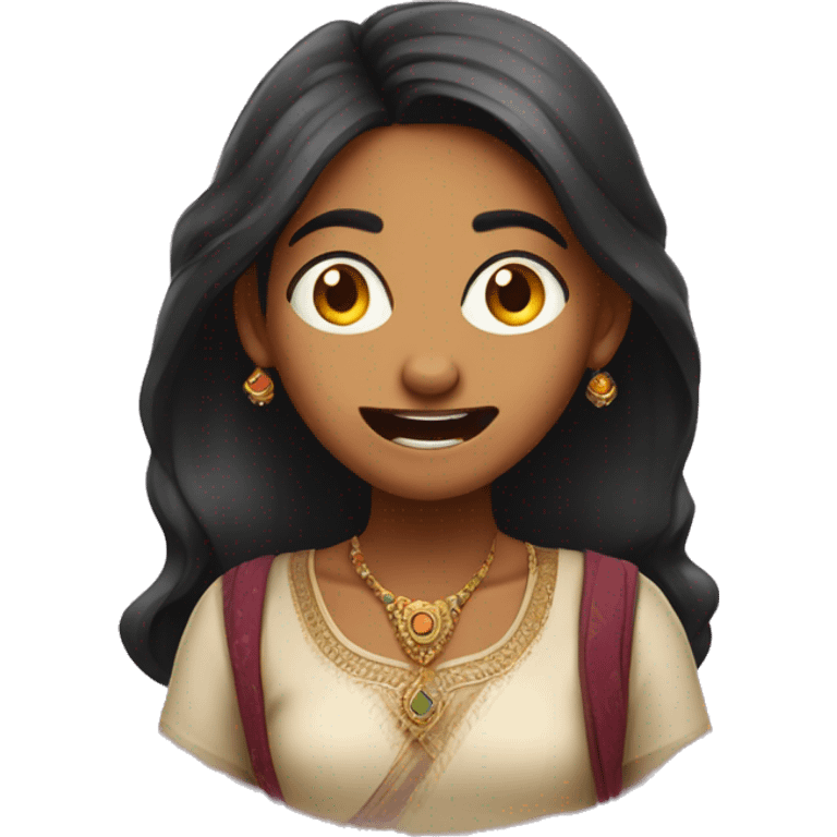 An indian girl with crazy face expressions emoji