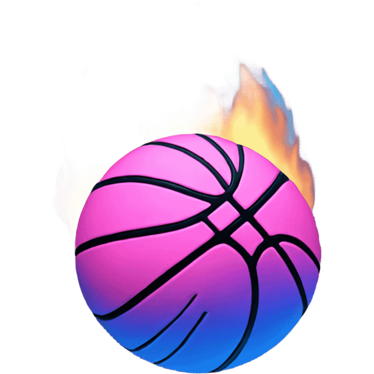 Pink and blue flaming basketball  emoji