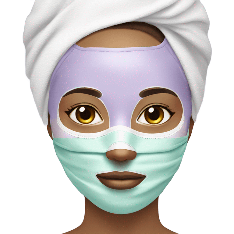 Lady with pastel Purple face mask spa beauty full face relaxing emoji