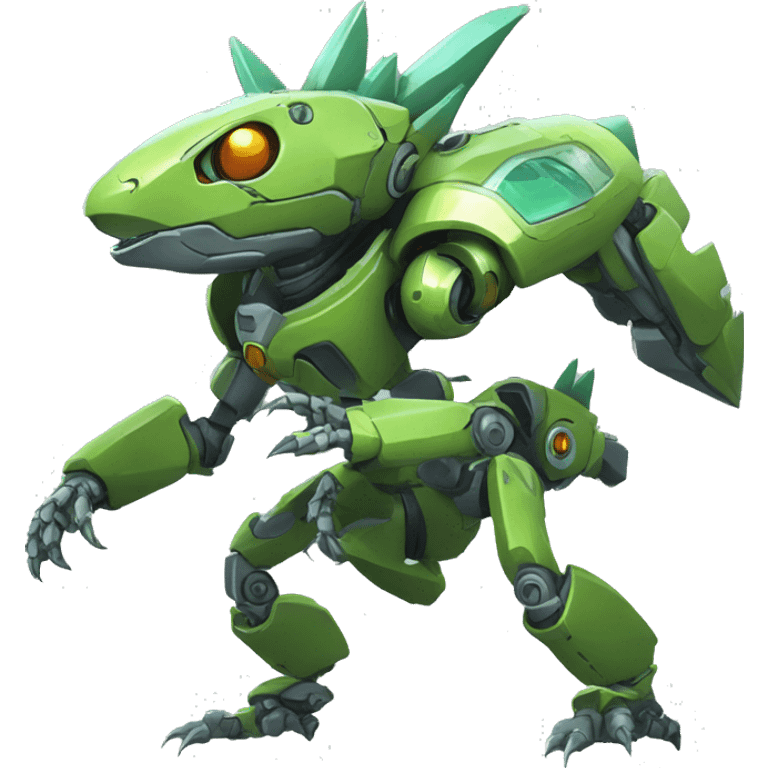 a futuristic mechanical spiky Medabot-lizard full body emoji