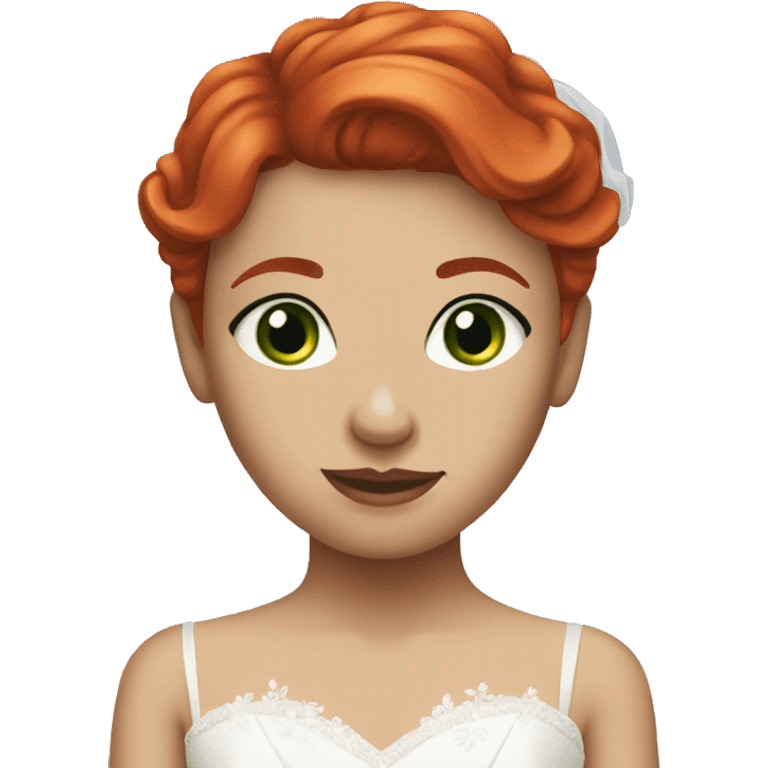 red short hair girl green eyes wedding dress emoji