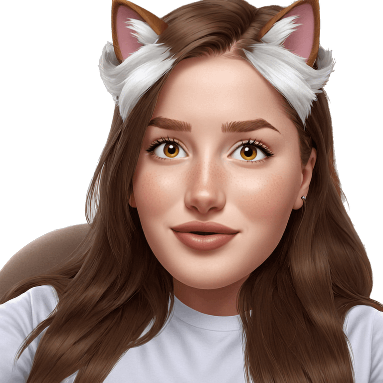 realistic portrait of girl with cat ears emoji