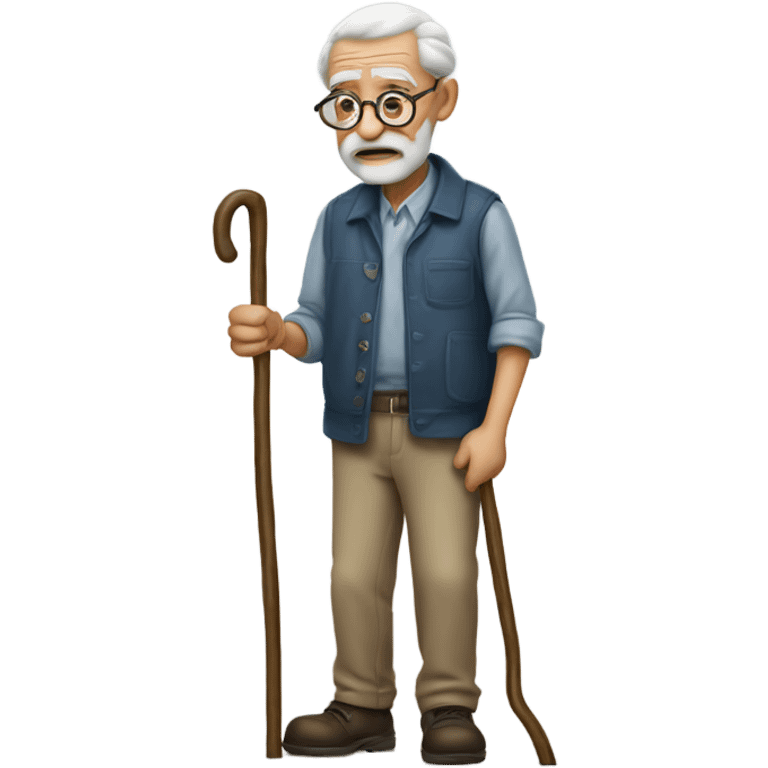 Hunched over old grandpa with cane  emoji