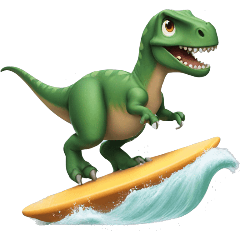 Dinosaur surfing emoji