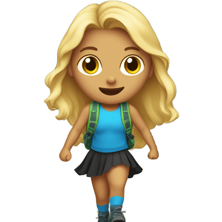 Girl hiking on mountain wearing tutu with blonde hair emoji