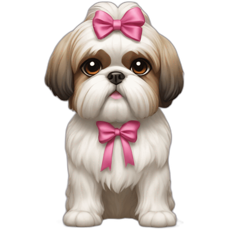 Dog Shih Tzu with a bow on his head full-body emoji