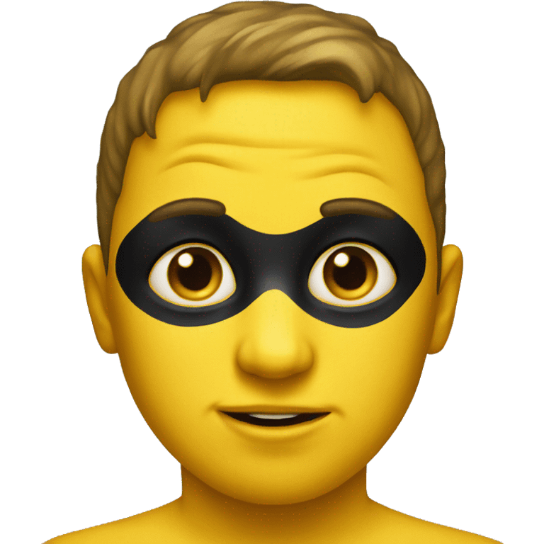 yellow emoji with black face paint under eyes emoji