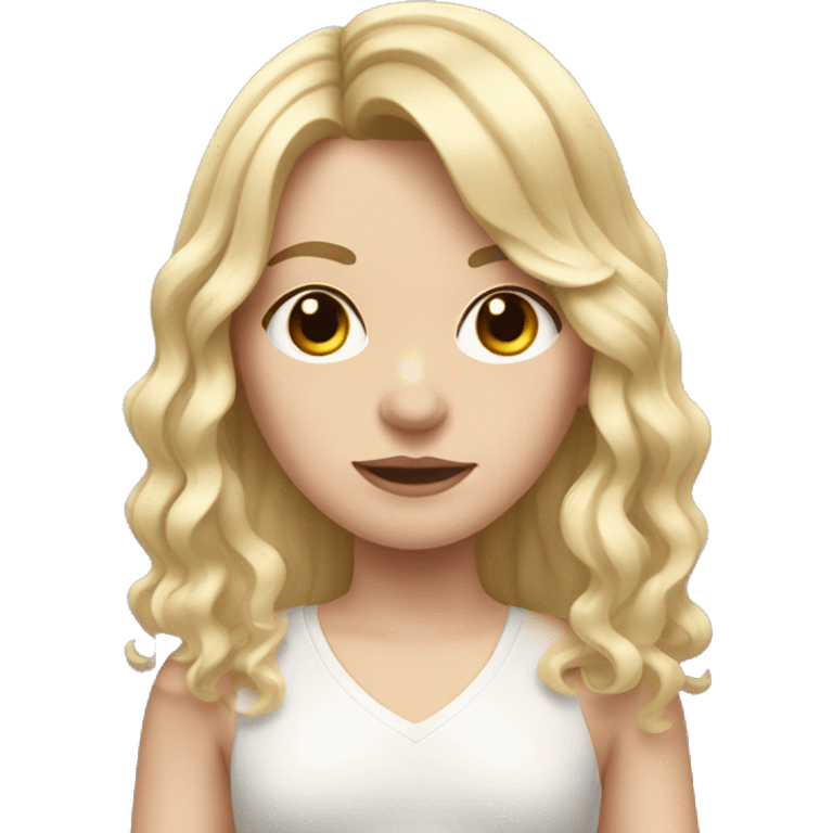 pale gym girl with wavy blond hair and curtain bangs emoji