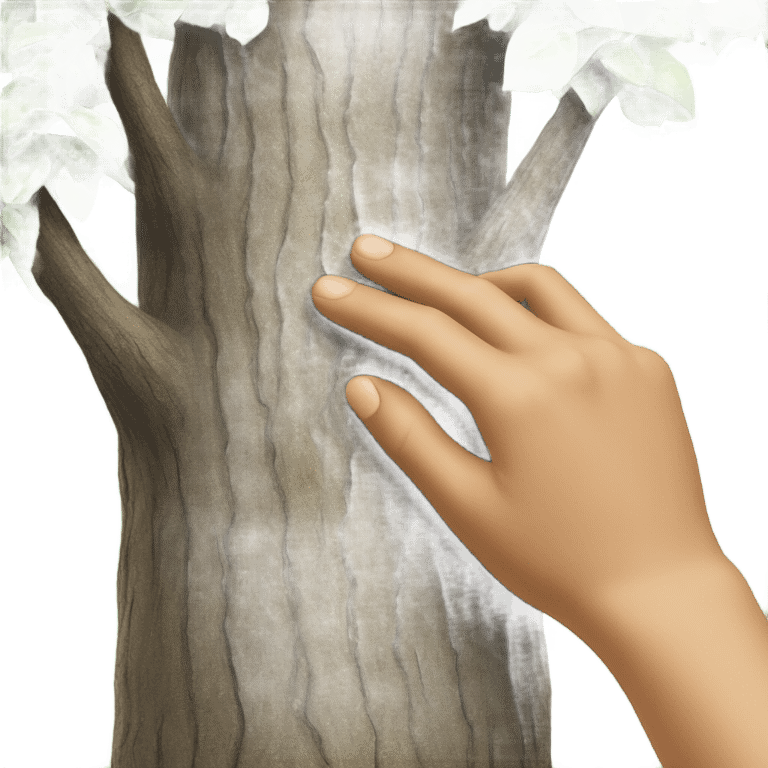 hand is touching a part of a tree emoji