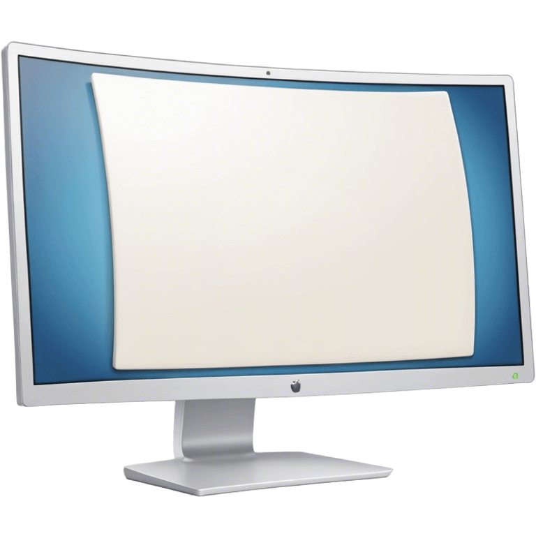 Create a professional emoji for UX/UI design. Show a curved monitor with 2 windows : one displaying white empty page, and the other showing the completed web interface. Use modern, professional colors. Do not include any emojis or smiley faces. Make the background transparent. emoji