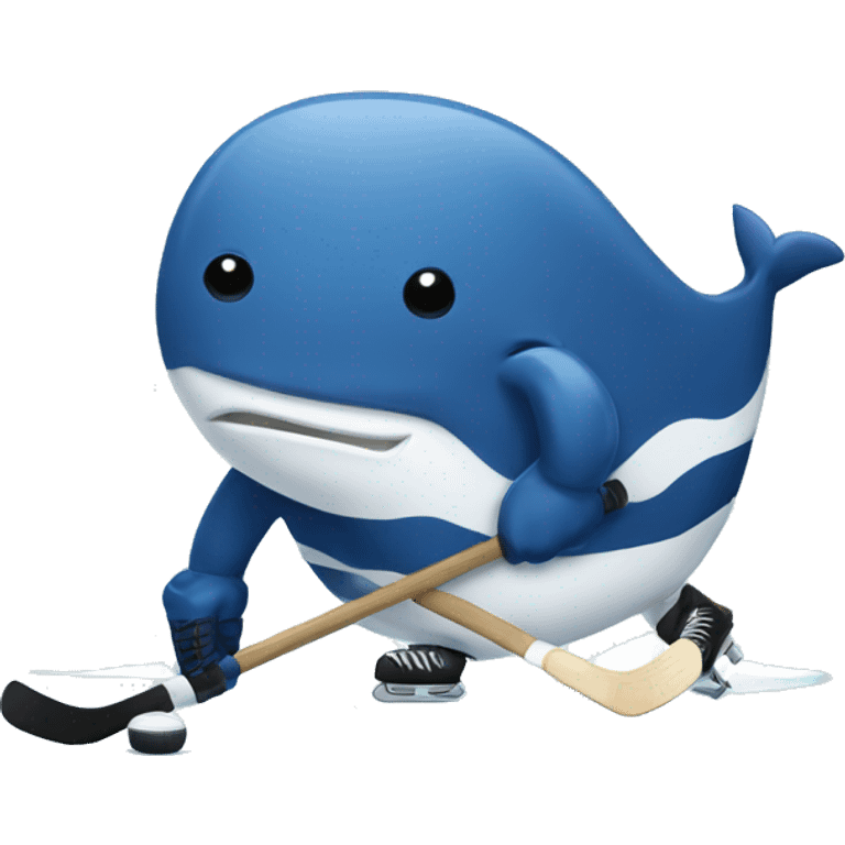 Whale playing hockey emoji