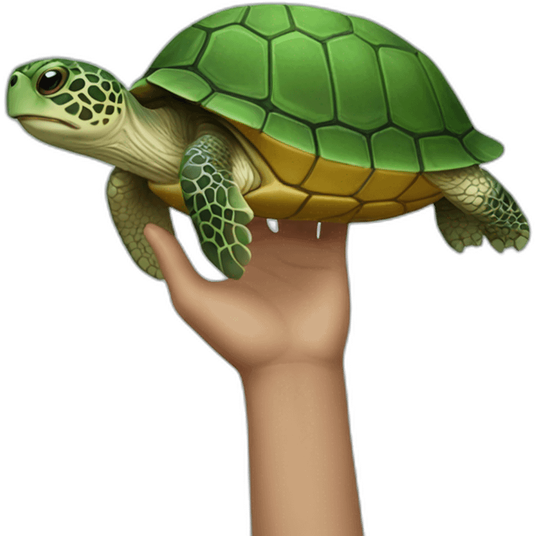 A turtle who is an hand emoji