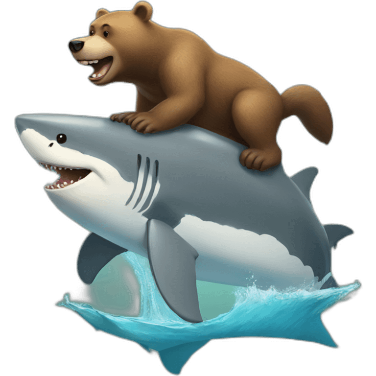 bear riding a shark emoji