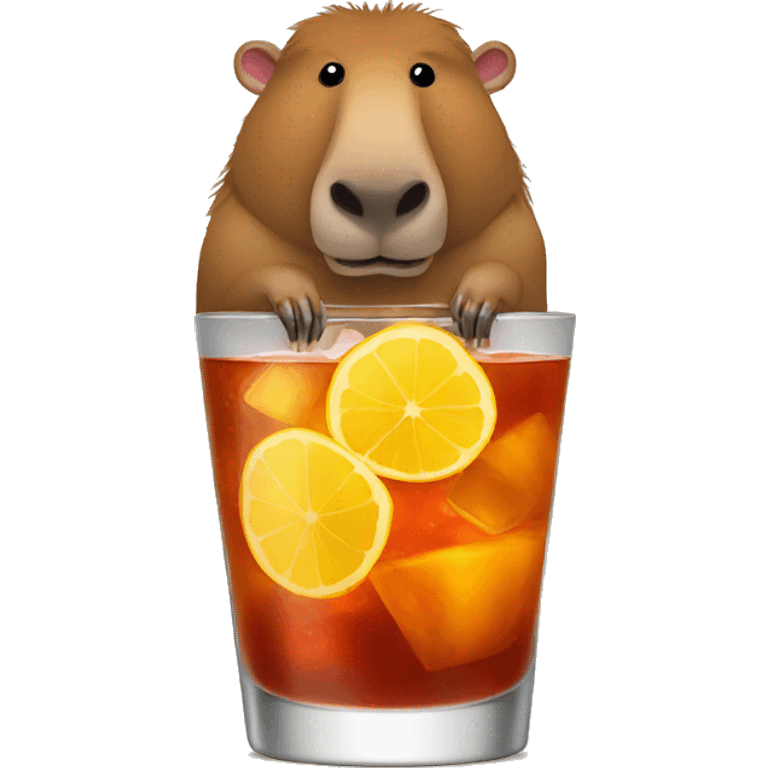 a funny capibara sipping cocktail emoji