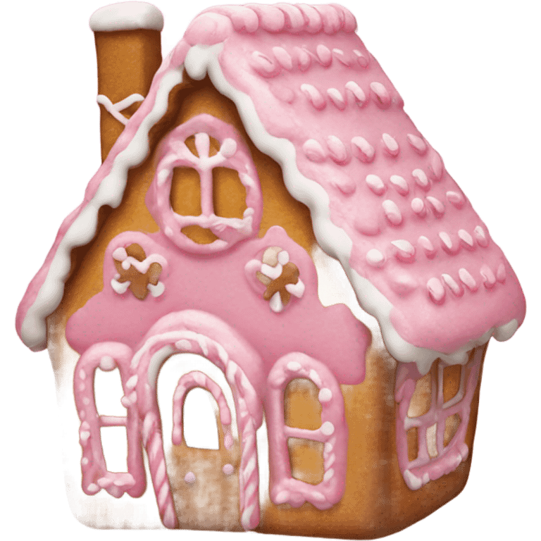 A pink gingerbread house emoji