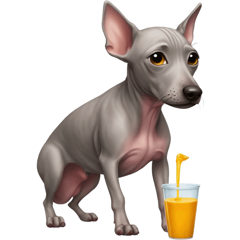 American Hairless Terrier drinking juice From a tube emoji