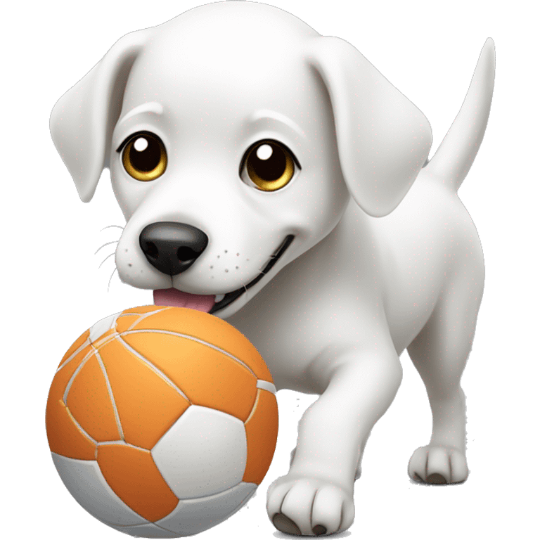 White dog playing with a ball emoji