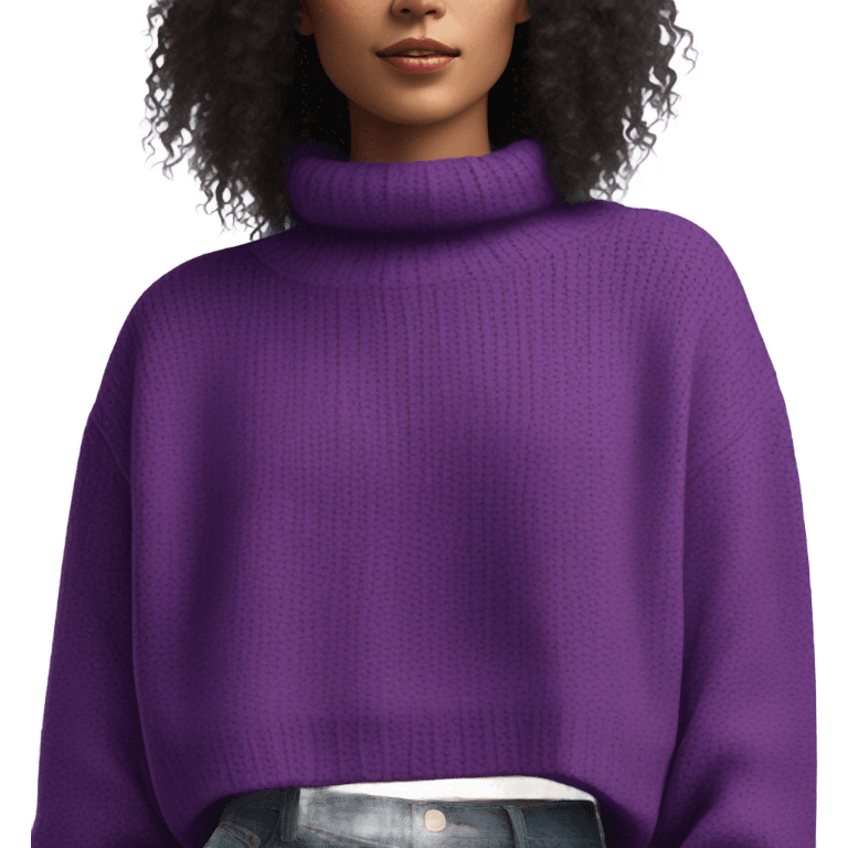 Purple cropped oversize wool sweater, isolated emoji