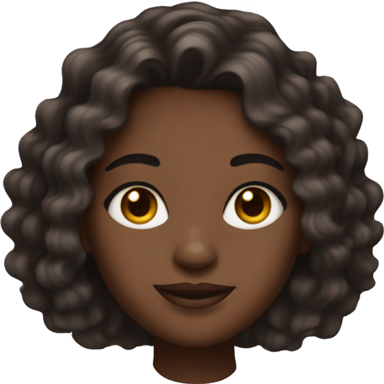 Dark skinned girl, wavy hair, hoop earrings  emoji