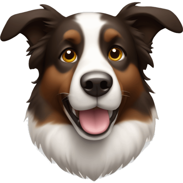 Border collie dog with big ears, black face and brown eyebrows and cheeks emoji