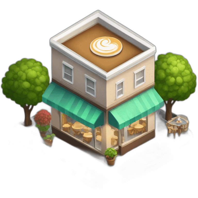 Cappuccino cafe isometric emoji