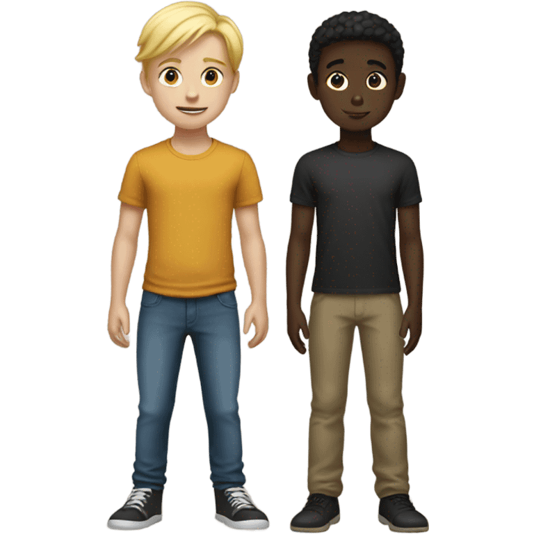 blonde boy with dark-skinned friend emoji