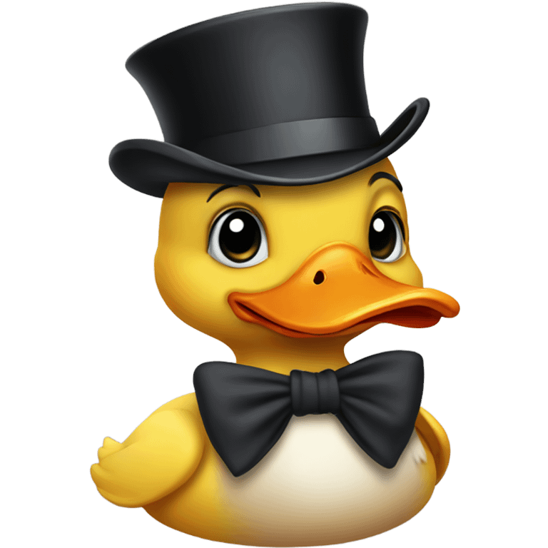 happy duck wearing a tophat emoji