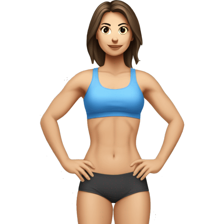 Woman glute muscles, fit Caucasian woman, brunette emoji