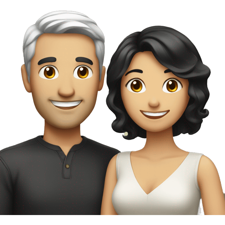 smiling husband and wife with black hair emoji