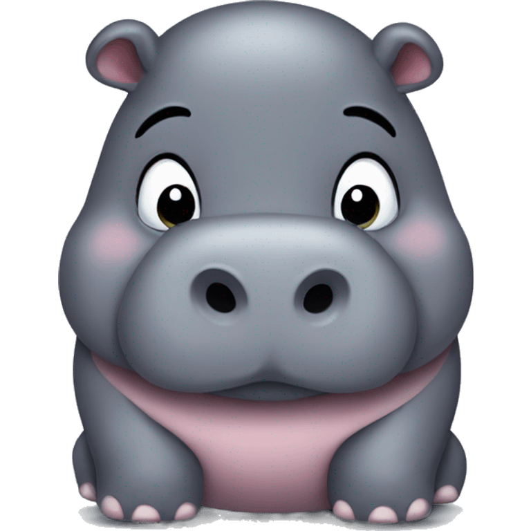 chubby hippo with a belly emoji