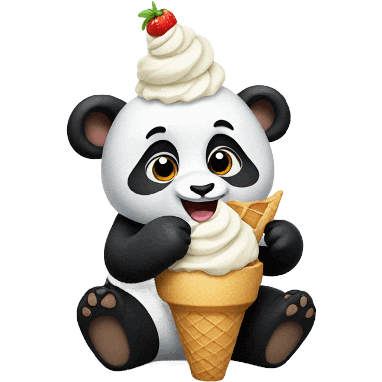 Panda eating ice cream emoji