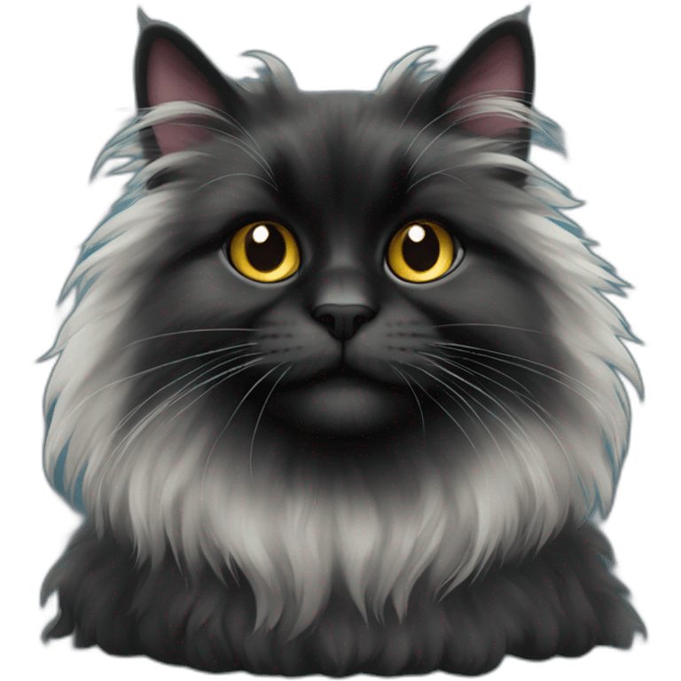 Fluffy black long haired cat emoji