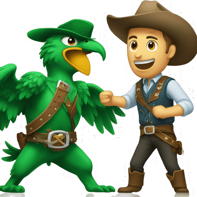 Green eagle fighting a cowboy  emoji