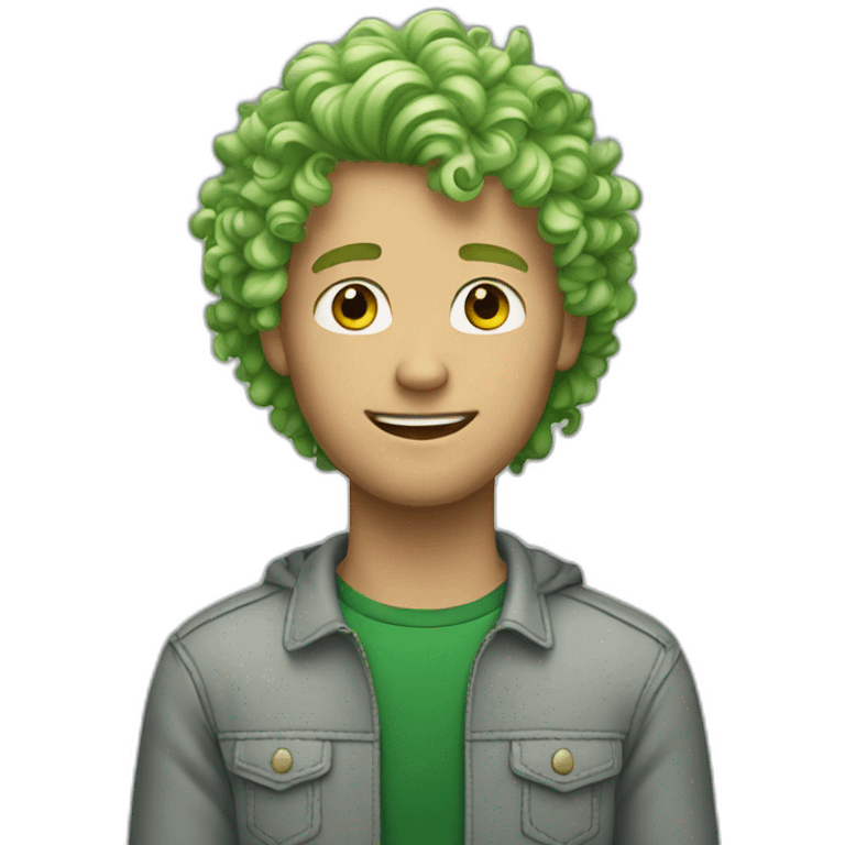 Blonde Guy with green curly hair emoji