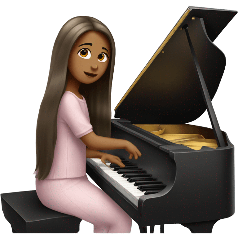 piano girl with long hair playing piano  emoji