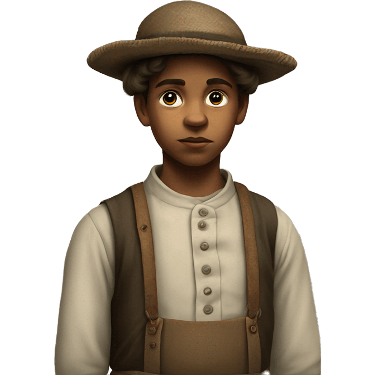 19th century peasant boy photorealistic serious emoji