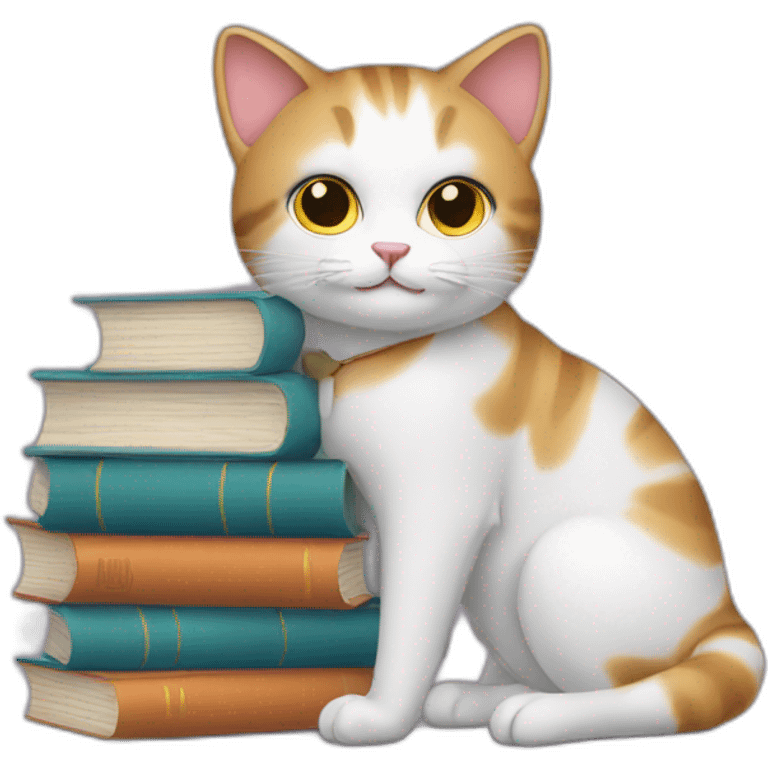 Cat with books   emoji