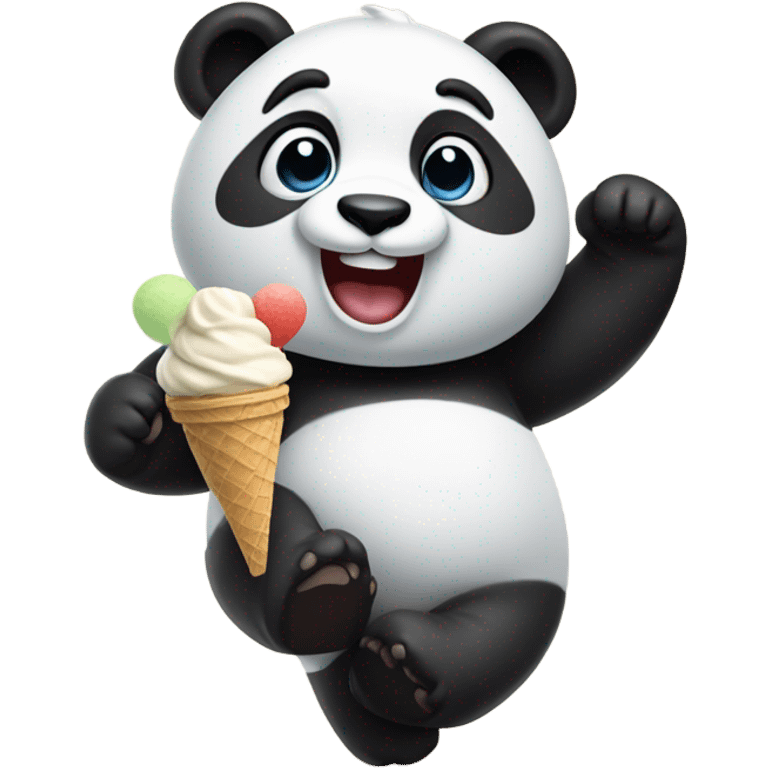 Panda eating icecream dancing emoji