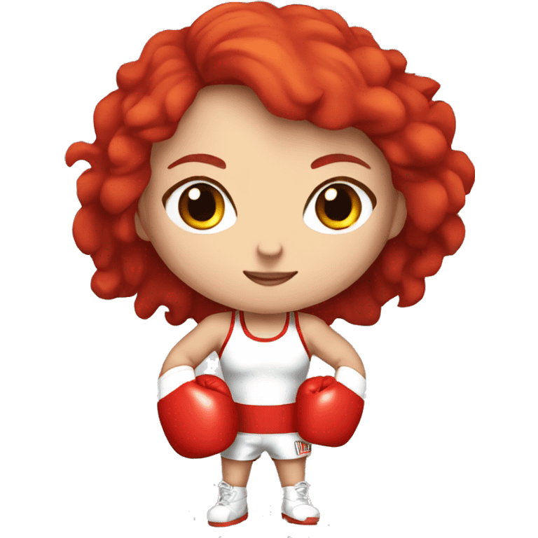 Boxing girl, red hair, white skin, red boxing gloves emoji