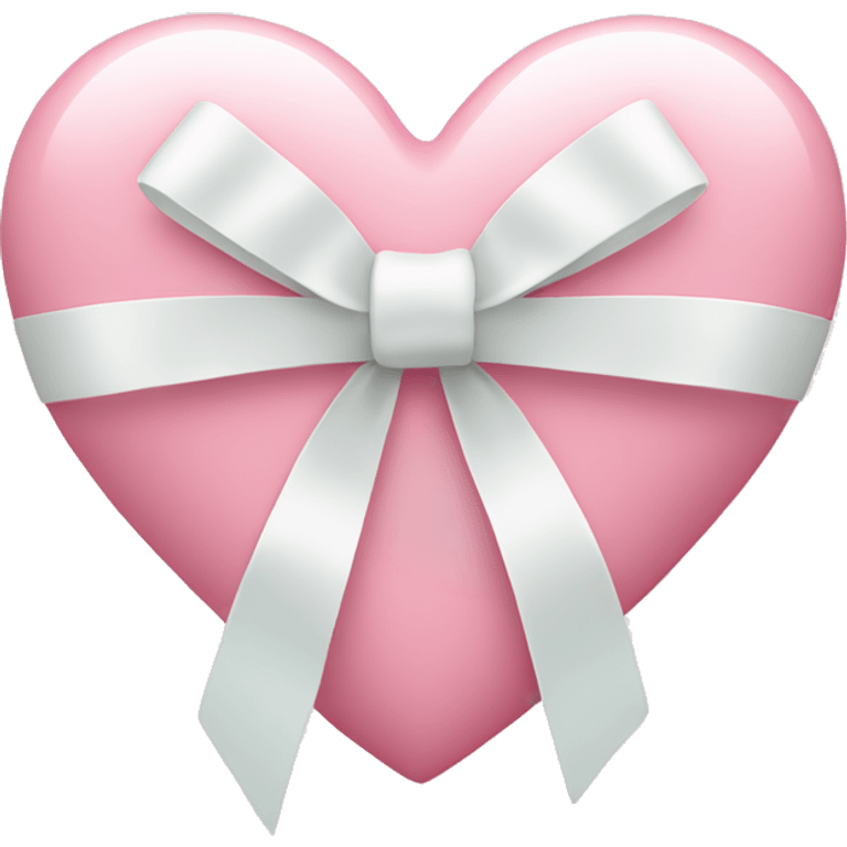 Pastel pink heart with white bow emoji