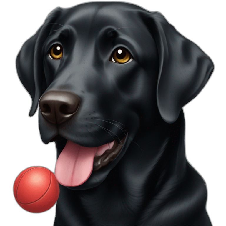 black lab chewing ball emoji