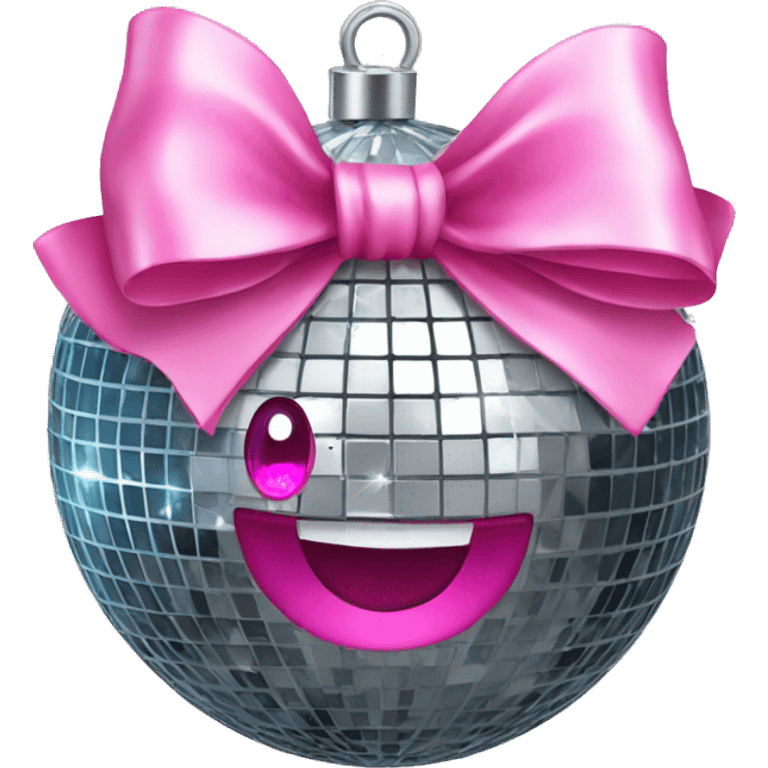 disco ball with pink bow emoji