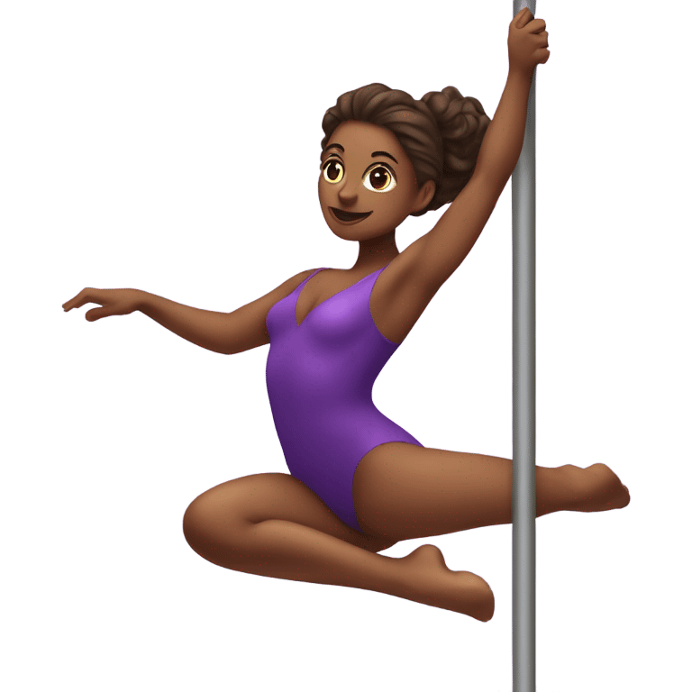 brown skinned pole dancing woman wearing a purple leotard emoji