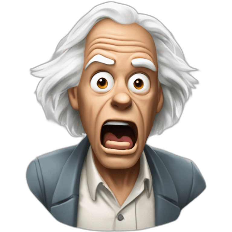 1955 Doc Brown from back to the future looking shocked and his mouth wide open. No eye-ware. emoji